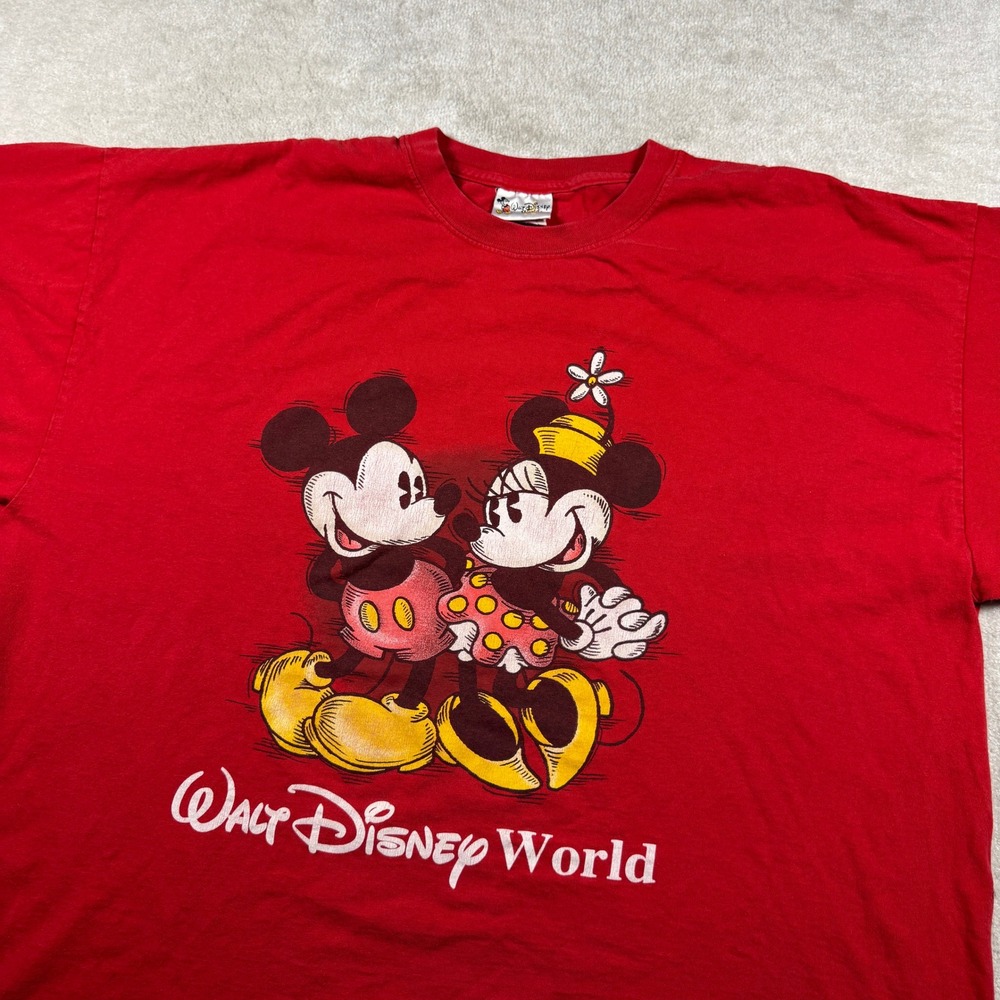 Disney T-Shirt Mens XXL Red Mickey Minnie Mouse Walt Disney World Graphic Tee